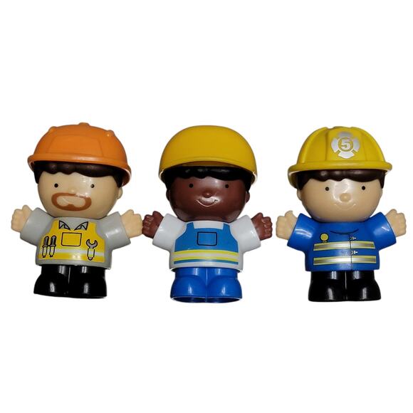 Playgo Mini Wheels Figures Lot of 3 Firefighter Construction Waste Management - Picture 1 of 7